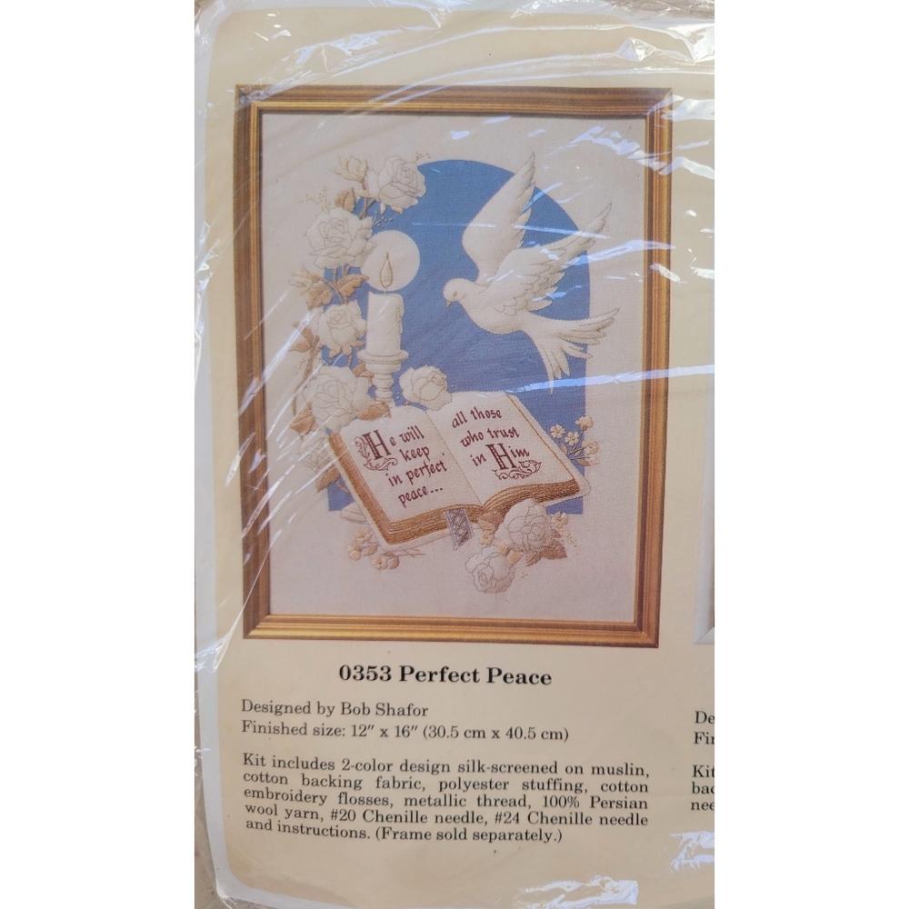 1990 Vintage The Creative Circle #0353 Perfect Peace Embroidery Kit